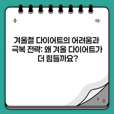 겨울철 다이어트 성공 전략: 추위에도 녹이지 않는 나만의 다이어트 비법