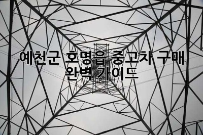 예천군 호명읍 중고차 구매 완벽 가이드