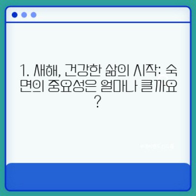 새해맞이 건강관리: 숙면으로 시작하는 건강한 한 해, 수면 습관 개선 가이드