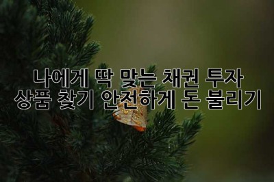 나에게 딱 맞는 채권 투자 상품 찾기: 안전하게 돈 불리기